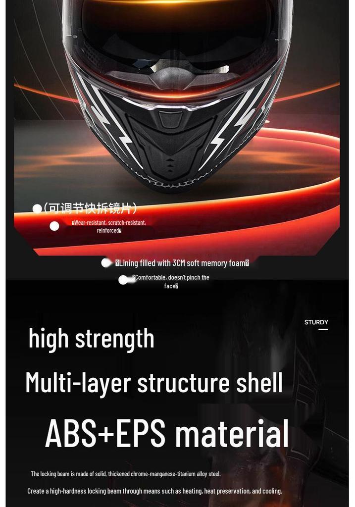 AD Unisex Full Face Motorcycle Helmet with LED Taillight, All-Season, Flip-Up, 3C/DOT Certified.