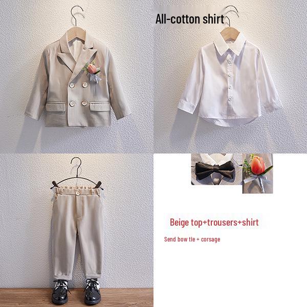 Dětský kostkovaný dvouřadý oblek - Britský styl jarní formální šaty
