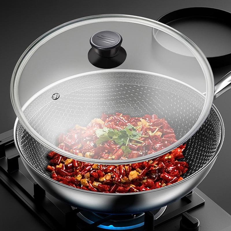 Visible Pot Cover Tempered Glass Pot Lid Stainless Steel Rimmed Pan Lid Spill Shatter-Proof Round Chef Glass Cover