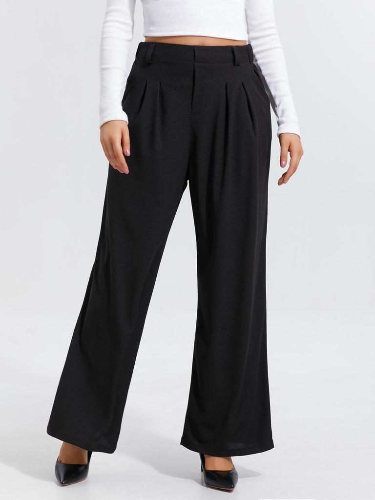 2025 Europese en Amerikaanse Dames Hoge Taille Wijde Pijp Elegante Casual Broek