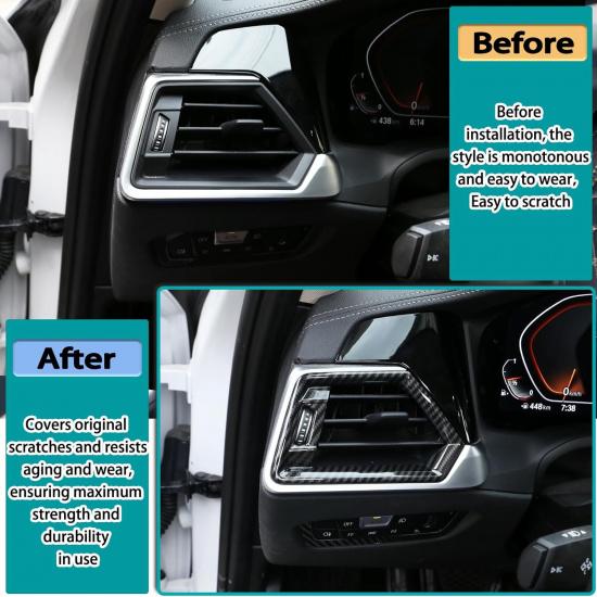 Car Side Air Vent Outlet Cover Trim Frame Compatible with BMW 3 Series G20 G28 2020-2022, Central Side Dashboard Air Vent Outlet Cover Protective