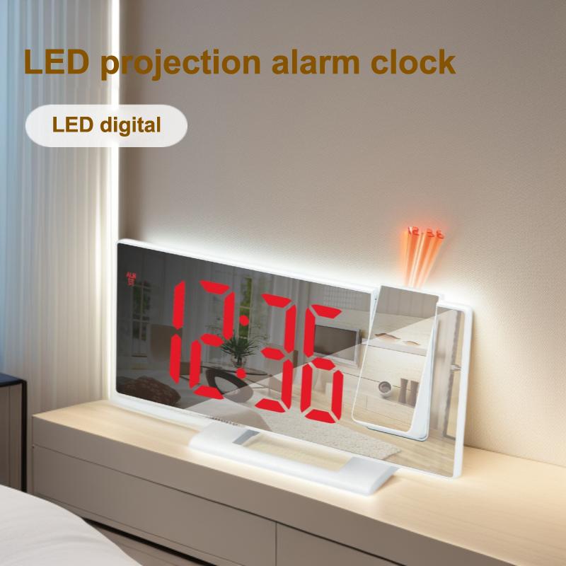 1 Pcs Mirror Multifunctional Projection Alarm Clock Intelligent Luminous Clock Bedroom Large Screen Projection Clock