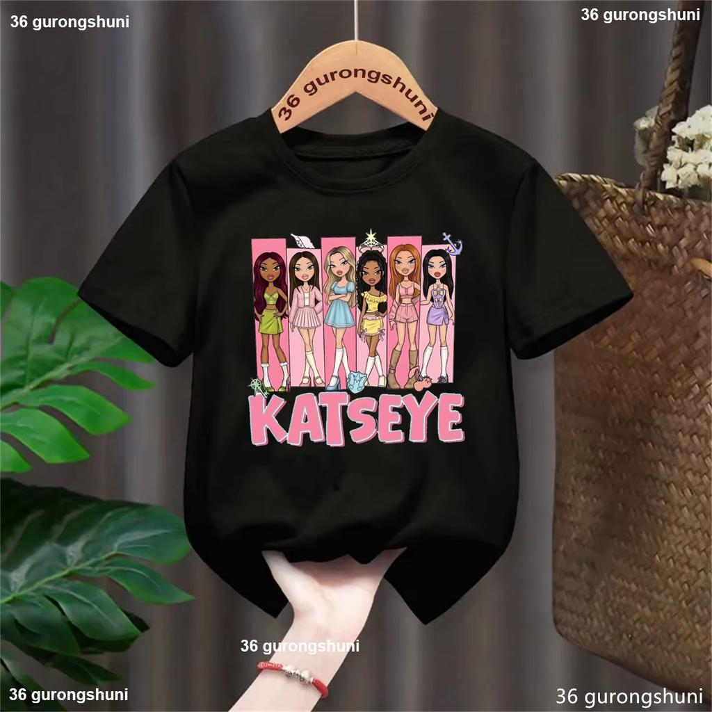 Katseye Music Singer TShirt BoysGirls Short Sleeve Cute Kids TShirt Streetwear Y2k Tops For Girls Summer Childrens Clothing