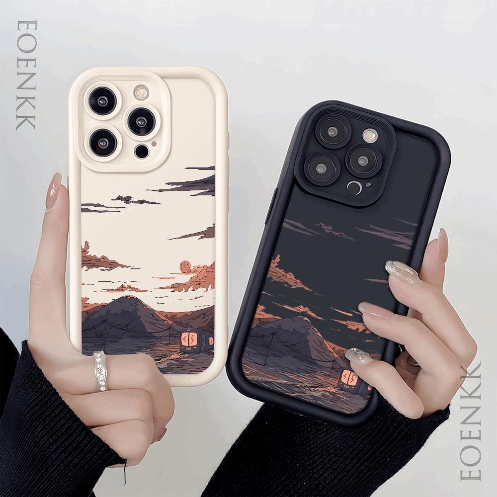 Phone Case for iPhone 16 15 14 13 12 11 Pro Max XS XR X Plus 12 13 Mini Cover Landscape Mountain Cloud Silicon Shockproof Cover
