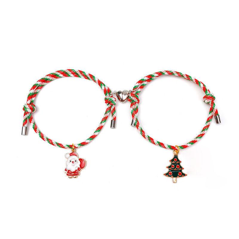 Bracelet Pendentif de Noël Coloré Ajustable Meilleur Ami Couple Dessin Animé pour Femmes
