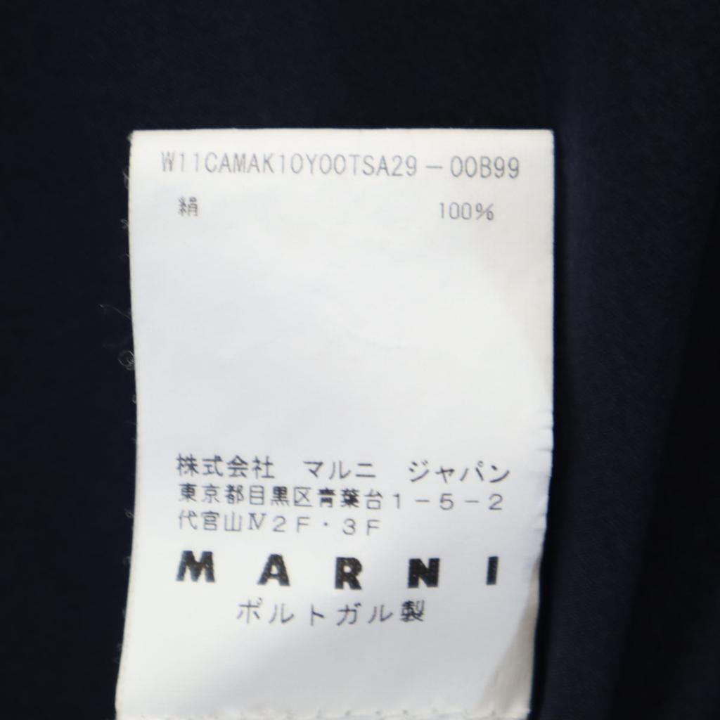 Marni Portuguese Silk Long Sleeve Blouse 38 Navy Shirt Women Used
