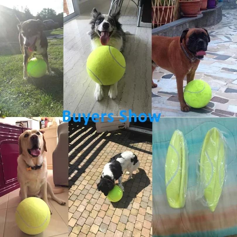 7/9,5 Zoll riesiger Tennisball, aufblasbares Haustierspielzeug für Hundetrainingsball, 24 cm großer Tennisball mit Luftpumpe, interaktives Hundespielzeug