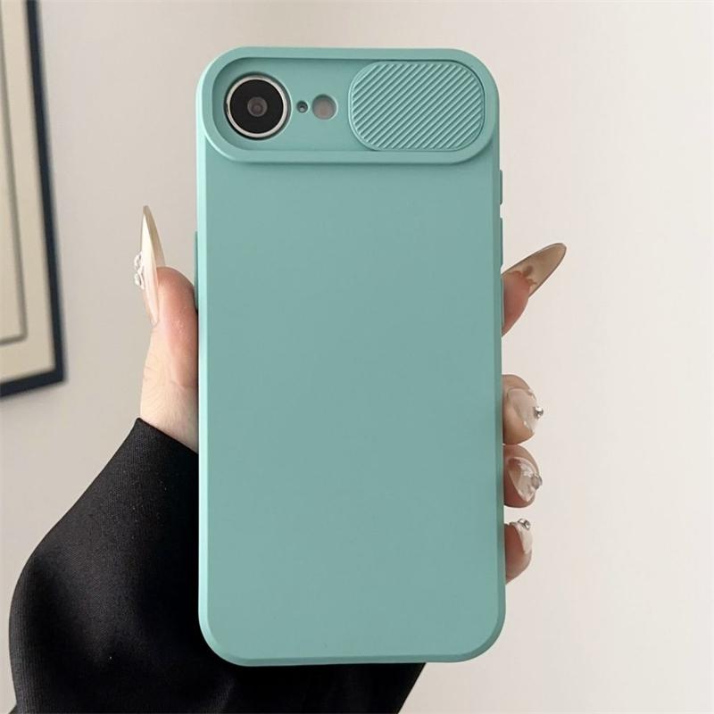 Slide Camera Lens Protection Shockproof Phone Case For iPhone 16E 15 14 Plus 13 12 Mini 11 16 Pro Max Soft Silicone Bumper Cover