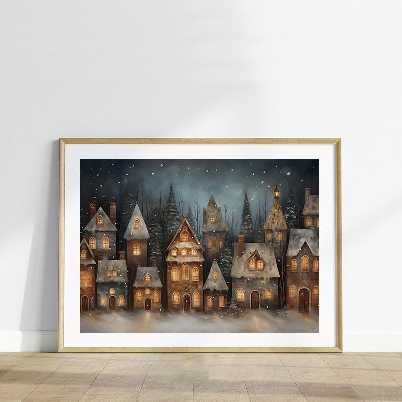 Vintage Winter Snow Scenery Pine Tree Posters and Prints Canvas Printing Wall Art Picture for Living Room Home Decoration