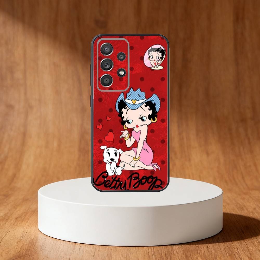 B-Betty Cute B-Boop Phone Case For Samsung S25,S24,S21,S22,S23,S30,Ultra,S20,Plus,Fe,Note,10,9,5G Black Cover