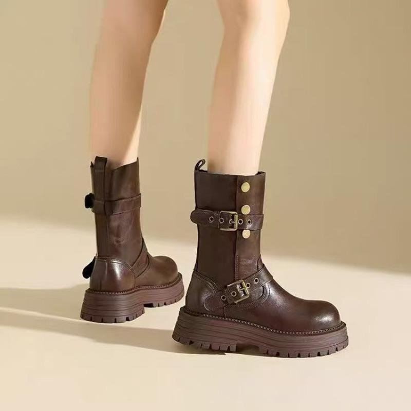 

Коричневые короткие ботинки ретро зима новые ботинки Мартин женские красивые на толстой подошве бархатные теплые ковбойские ботинки 40