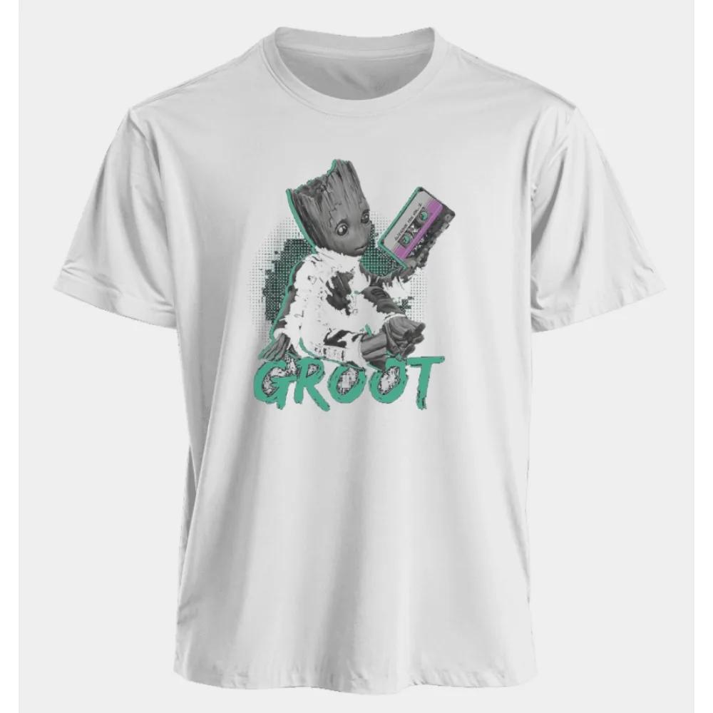 

Marvel mens and womens Tshirts Groot Summer US Spring and Autumn New Classic Style 100 cotton shortsleeved shirts 4XL