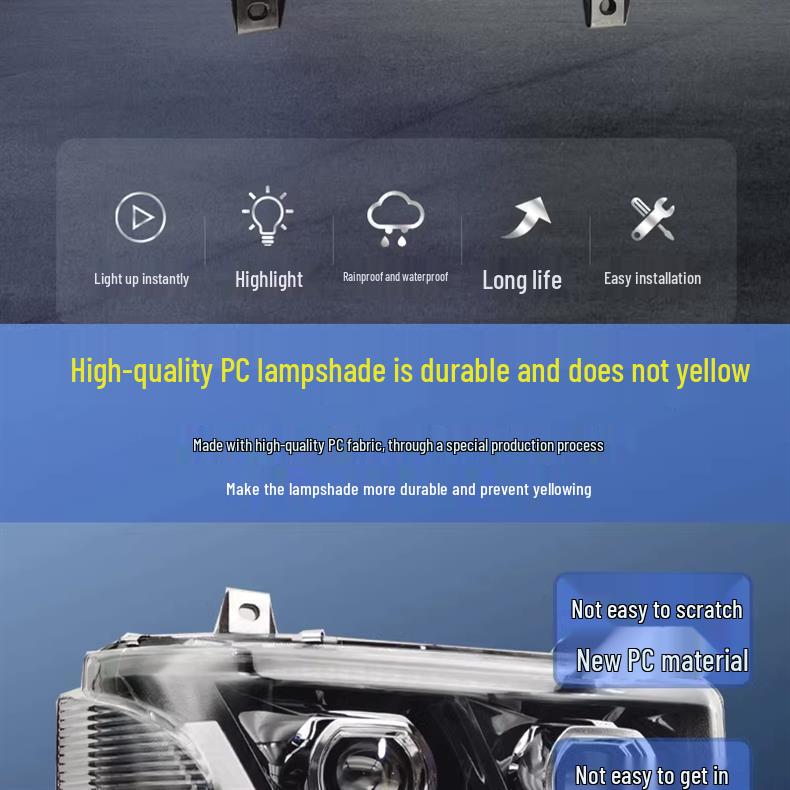 Ultra-Bright LED Headlight Assembly with Dual-Lens Flowing Turn Signal for Jiefang Tian V Han V Tu V