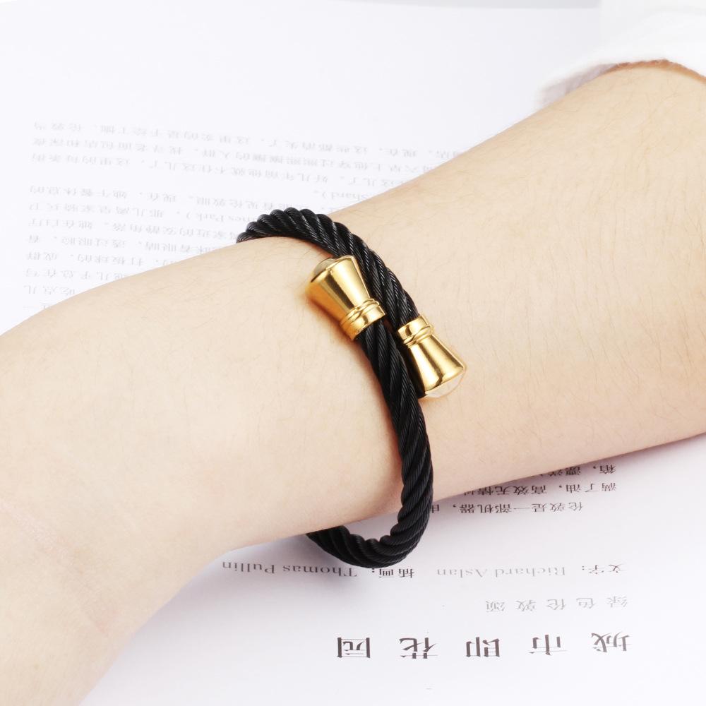 Einfaches, modisches, neues Trend-Armband aus Titanstahl, Persönlichkeit, Stahldraht, offenes, verstellbares Armband