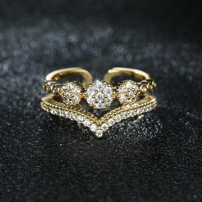 Heiß verkaufender doppellagiger V-förmiger offener Ring, modische, personalisierte und vielseitige Ringe