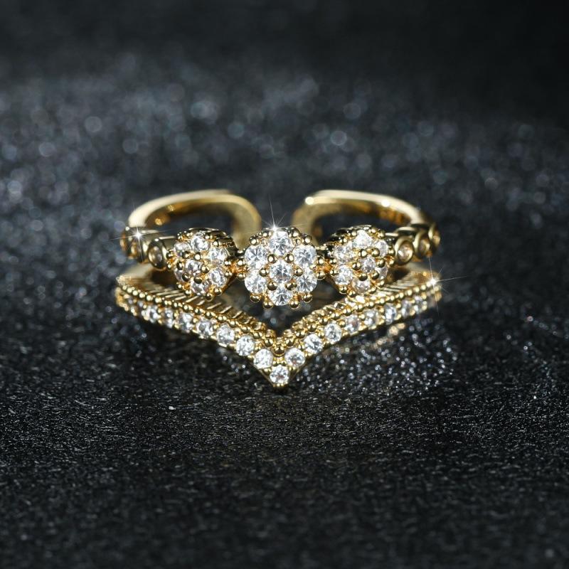 Hot Selling Double-layer V-shaped Open Ring, Fashionable, Personalized and Versatile Rings