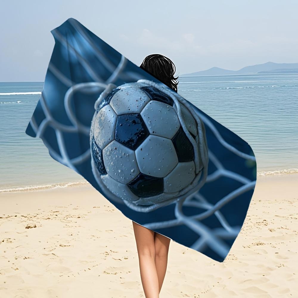 Soccer Ball Design Lightweight Microfiber Towel Fast Drying Ultra-Soft Highly Absorbent Stylish Beach Towel with Soccer