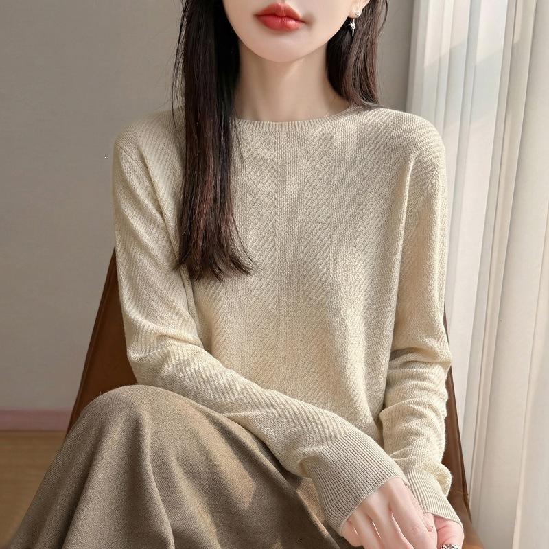 French Style Round Neck Knit Pullover Women S Loose Fit Autumn Sweater