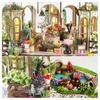 1 Set DIY Mini Greenhouse Kit with LED Light Furniture Kids Adults Handmade Wooden Tiny Garden House Building Model Dollhouse Decoration