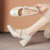 Neue chinesische High Heels Einzelne Schuhe Damen Dicke Ferse Cheongsam Pferdekleid Frühling und Sommer 2025 neu Nationalstil Mary Jane Schuhe Kinder