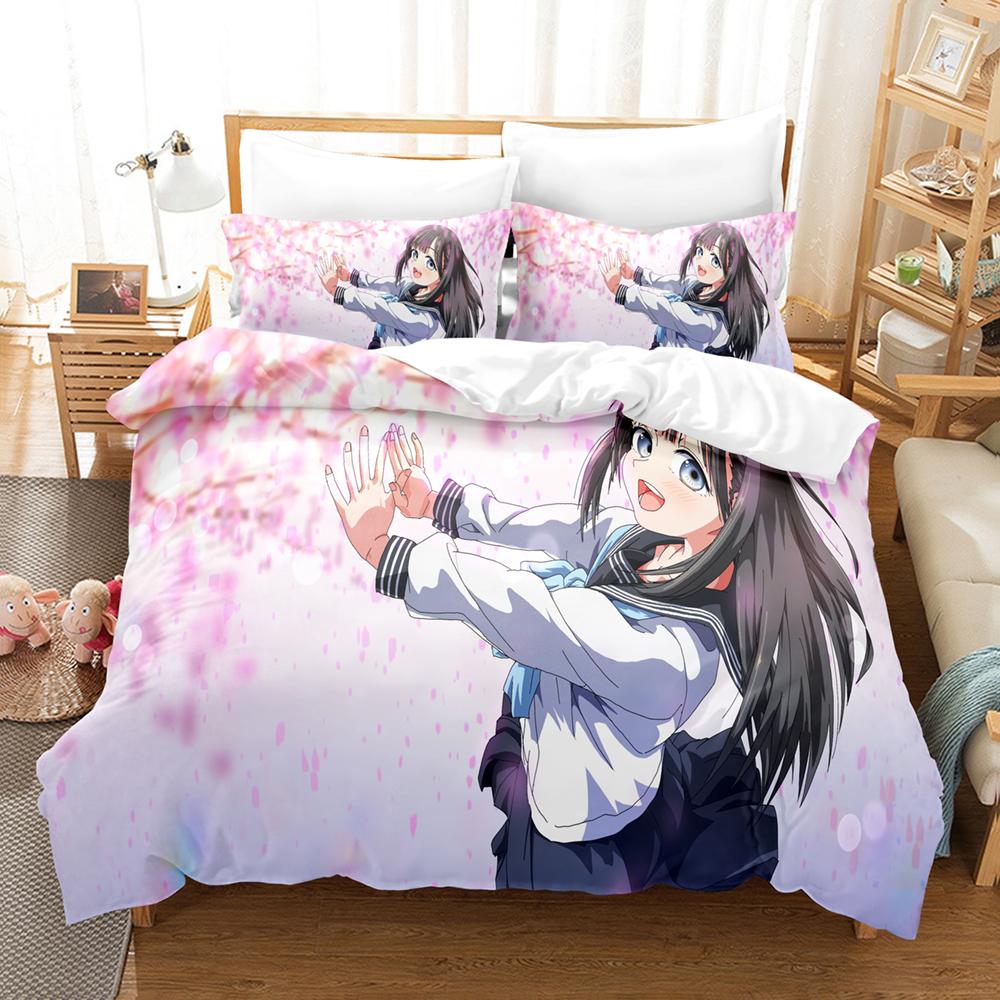 3D Cartoon Anime Bedding Set Cartoon Beauty Quilt and Pillowcase 2/3 Pieces AU140 * 210 Full Size Luxury Washable Home Textile Home Gift