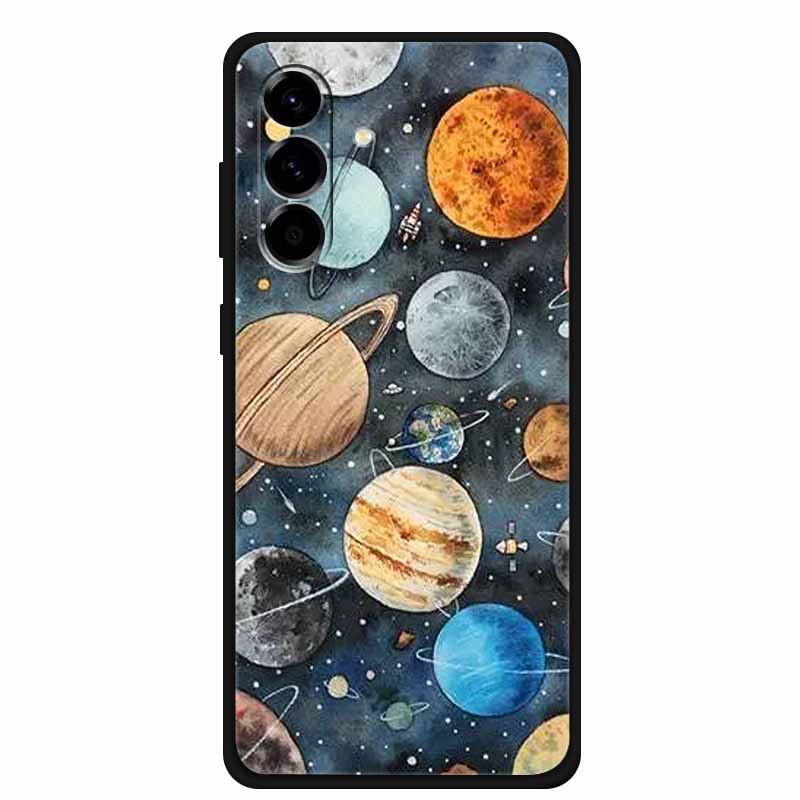 For Samsung Galaxy S25 FE 5G Case Soft Silicone TPU Black Phone Cover For Galaxy S25 FE 5G Protective Cartoon Bumper Coque S25FE