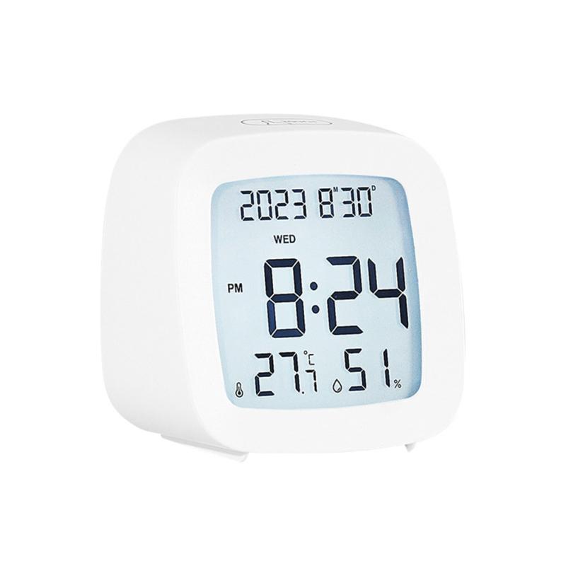 Led Alarm Clock With Backlight Battery Operated LCD Display Temperature Humidity Monitor For Home Use Office School
