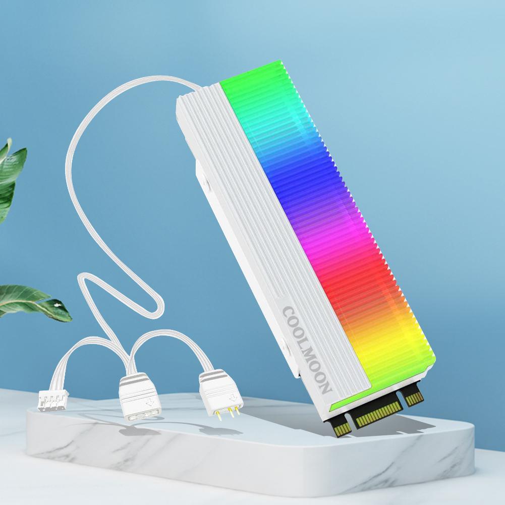 M.2 2280 SSD Heatsink Cooler M.2 SSD Cooling Sink with Thermal Pad 5V 3PIN ARGB M.2 SSD Heatsink Cooler Dual Interface