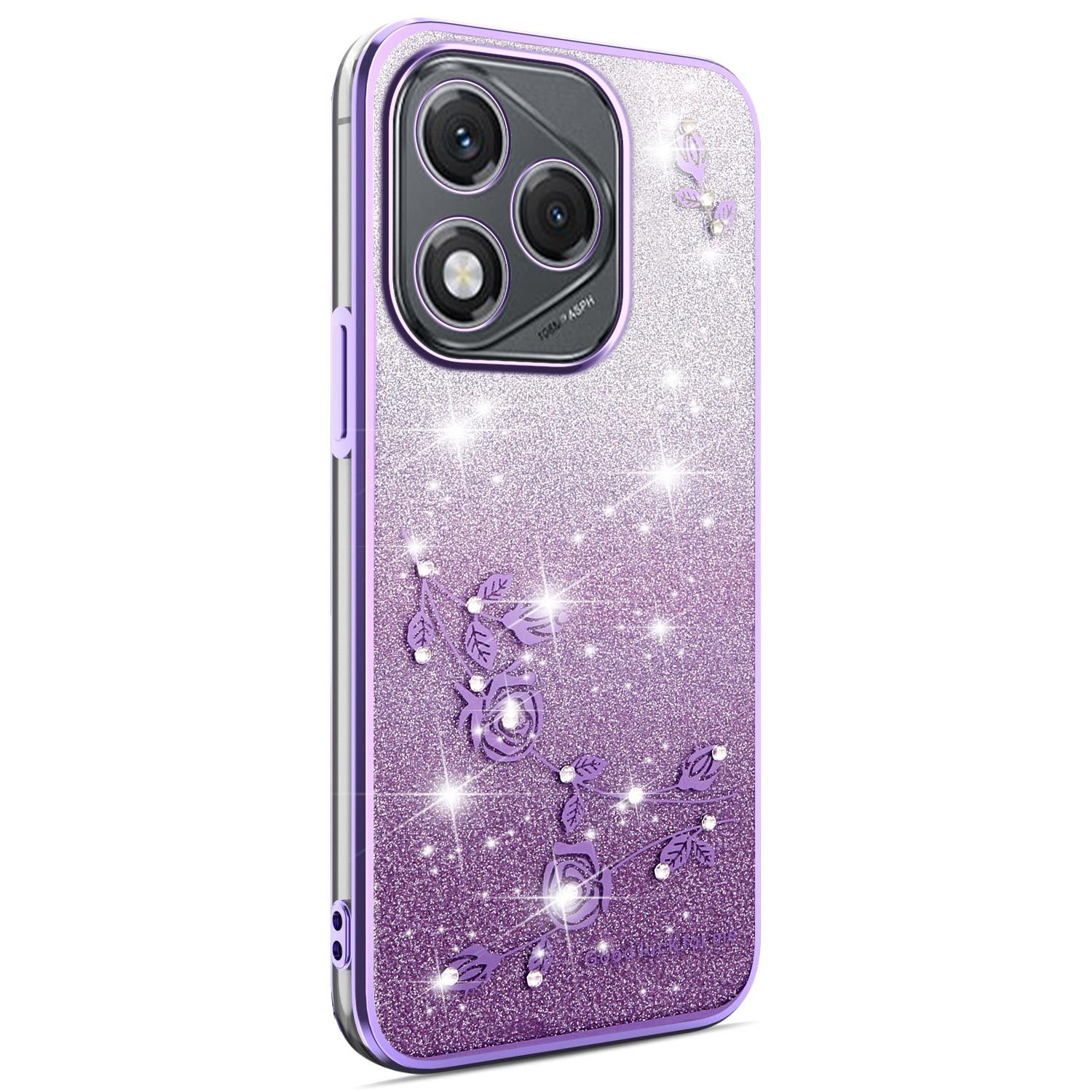 

KADEM For Honor 400 Lite 5G Case Flower TPU Flexible Gradient Phone Cover Purple