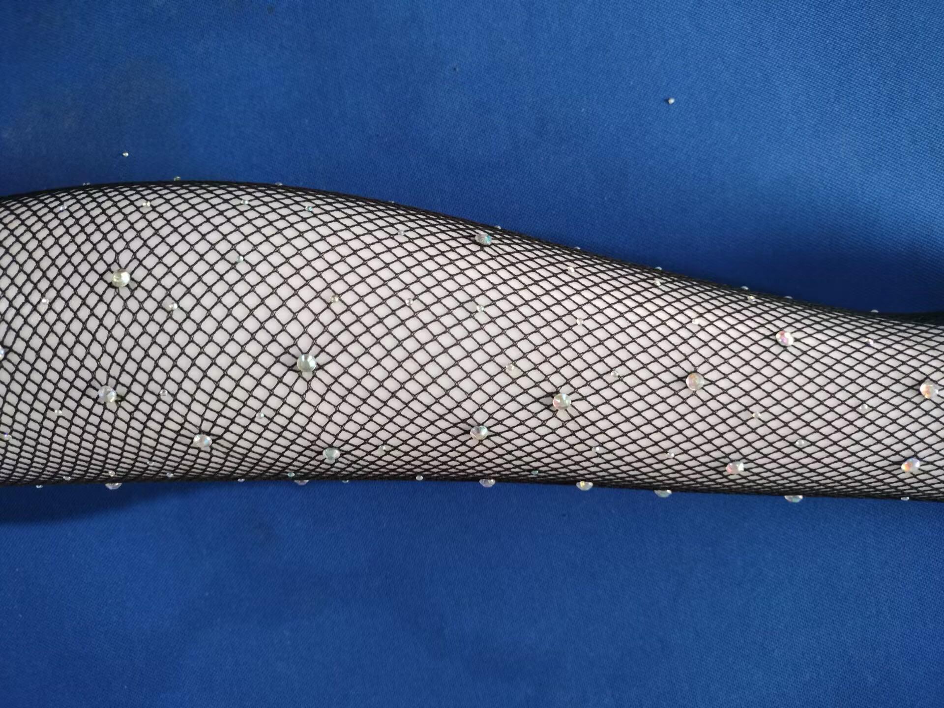 Black Fishnet Stockings with Star Accents - Sexy Silk Pantyhose One Size
