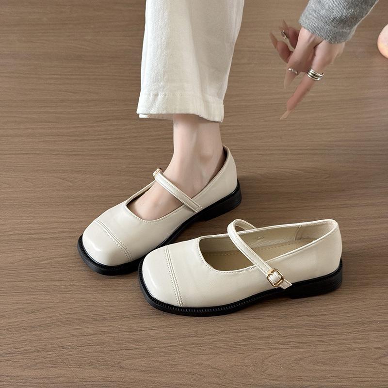 Rock sanfte kleine Lederschuhe Damen Frühling und Sommer neu Feenstil mit französischer weicher Sohle flacher Boden Mary Jane Einzelne Schuhe silber 2025