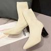 Fashion Fashion Pointed Toe High Heels Boots Women Breathable Mesh Socks Boots for Woman Autumn Winter Soft Solid Color Botas Ladies
