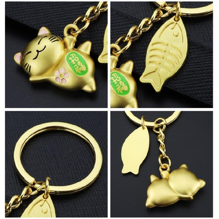 Artistic Lucky Cat Keychain Adornment Portable Lucky Cat Keychain Pendant Keyring Charm Symbolizing Wealth And Success