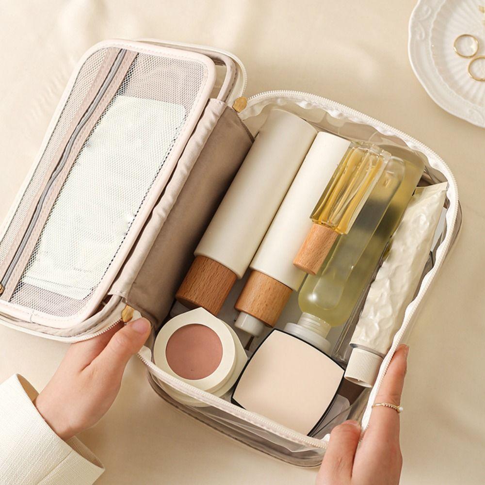 Transparent PU Cosmetic Bag Toiletry Bag Makeup Bag Practical Cosmetics and Jewelry Bag  Studio
