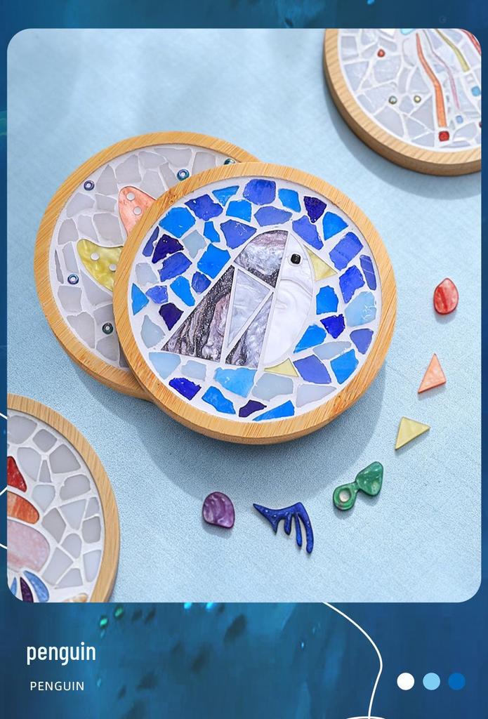 Marine Life Series DIY Mosaic Coaster Kit: Cultural Collage Materials