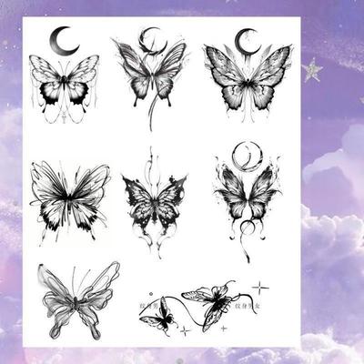 Girls Coco Butterfly Collection Exhibition Tattoo Sticker Waterproof Emotional Henna Fashion Tattoo Color Tattoo, No. 34, 1 Set