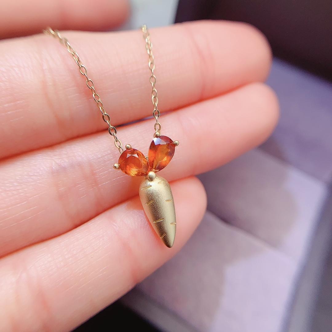 High Quality Engagement Party Gift 925 Sterling Silver Natural Fanta Garnet 18k Gold Plated Classic Fine Pendant for Women золотой