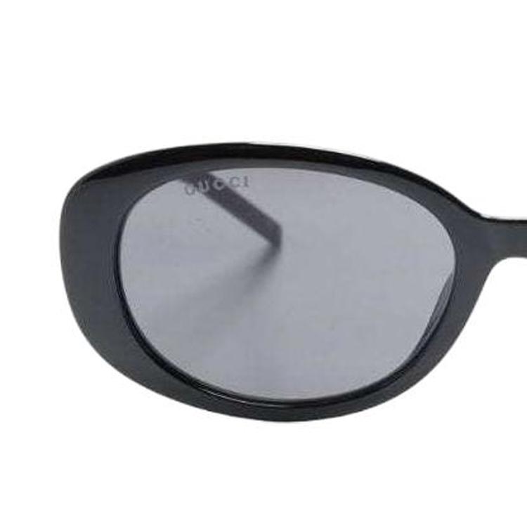 GUCCI Temple Logo PVC (polyvinyl chloride) Oval Sunglasses Men's Black