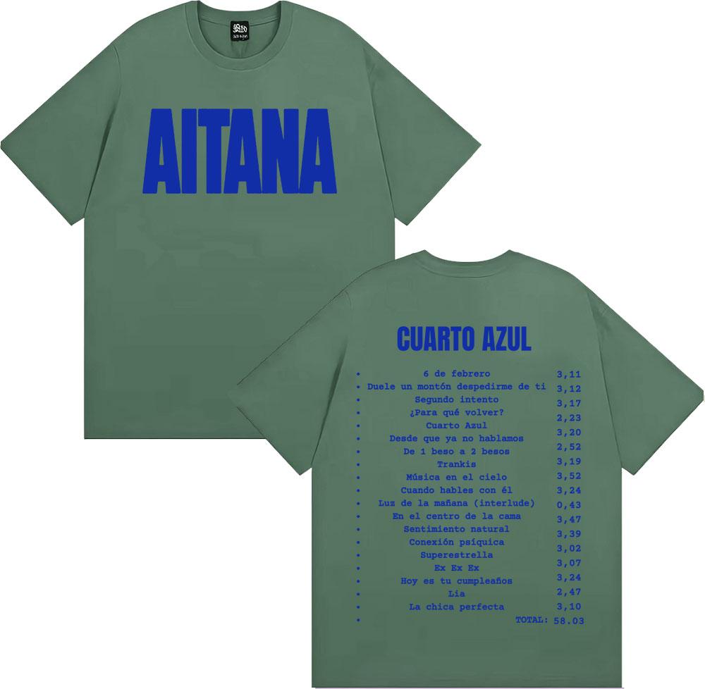 Aitana Cuarto Azul Wdrld Tour 2026 Merch T Shirt Unisex Women Clothing Aesthetic Fashion Tshirts High Quality ONeck Loose Tshirt