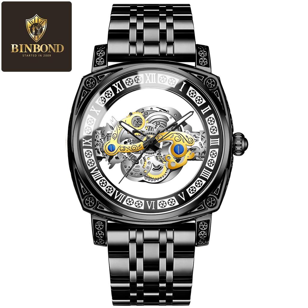Binbang European & American Oversized Hollow Carved Men's Fashion Waterproof Casual Watch