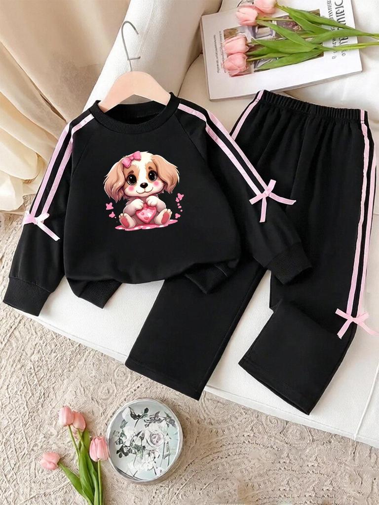 Girls' Spring/Autumn Hoodie & Trousers Set: Long Sleeve Casual Sportswear