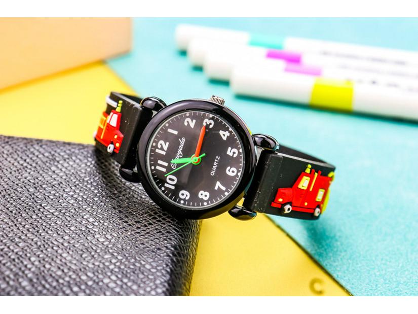 Dziecięcy Kreskówkowy Zegarek Kwarcowy 3D - Motywy: Piłka nożna, Samolot, Koparka, Dinozaur