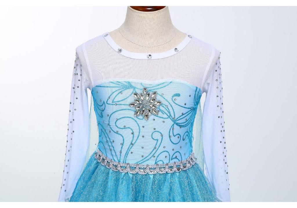Frozen Princess Long Sleeve Costume Gown for Kids - Elsa & Anna Inspired with Cape