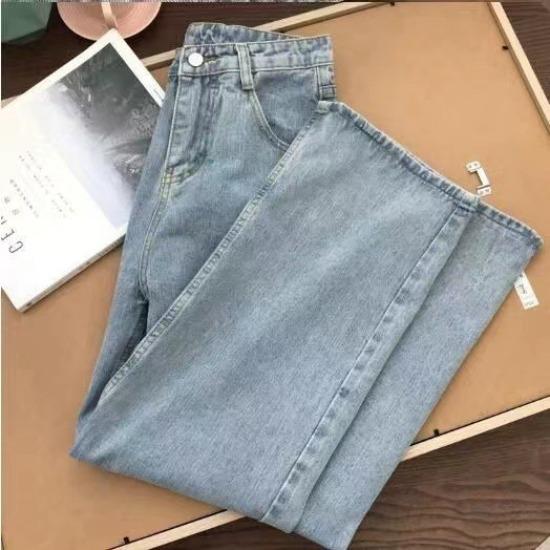 GMXIA Wide-leg Pants for Girls, Spring and Autumn Retro Straight-leg Dad Pants, High-waisted Ins Jeans, Versatile for Students