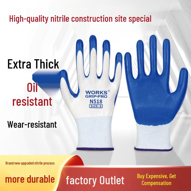 

Custom Nitrile Work Gloves with Non-Slip, Wear-Resistant Protective Design and Logo Printing
