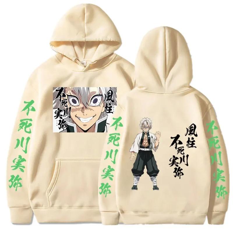 Autumn Winter Anime Shinazugawa Sanemi Graphic Print Hooded Autumn Fleece  Kimetsu No Yaiba Hoodies Sweatshirt