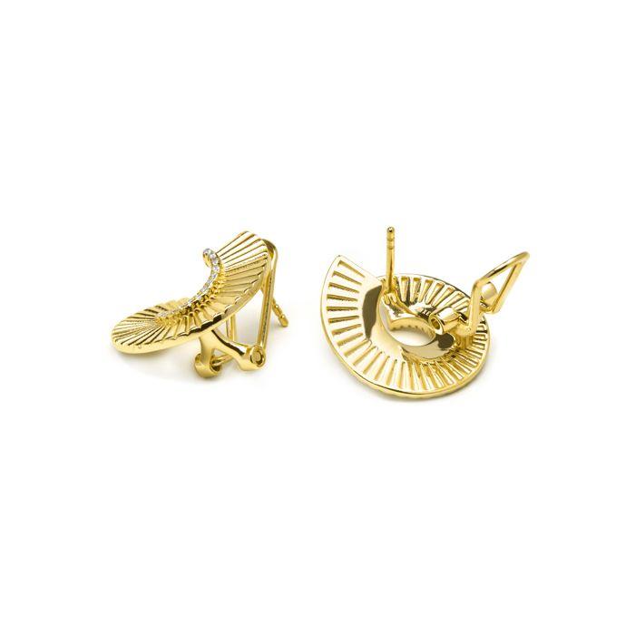 Boucles d'oreilles - Dragi - Argent sterling 925 - Zirconiums cubiques - Finition or jaune 18 ct