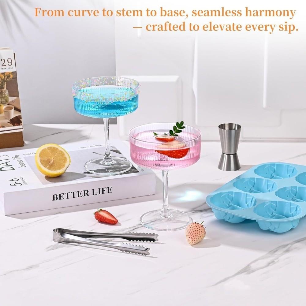 Plastic Martini Glasses Disposable Detachable Ribbed Martini Glasses Transparent Champagne Tower Dessert Cup