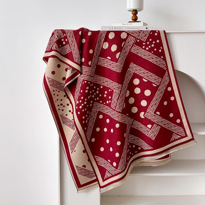 

Imitation Cashmere Polka Dots Geometric High-End Sense Simple Printing Double-Sided Warm Scarf Shawl Outer Cover