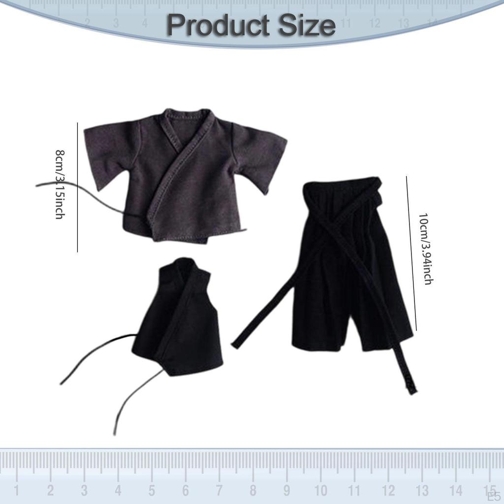 1/ Doll Costume for Figurine, Samurai Uniform, Miniature Clothes 15cm Male Dolls